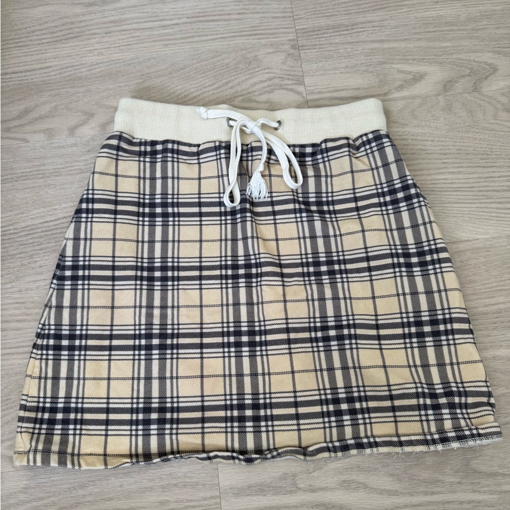 Princess Polly Beige and Black Plaid Mini Skirt